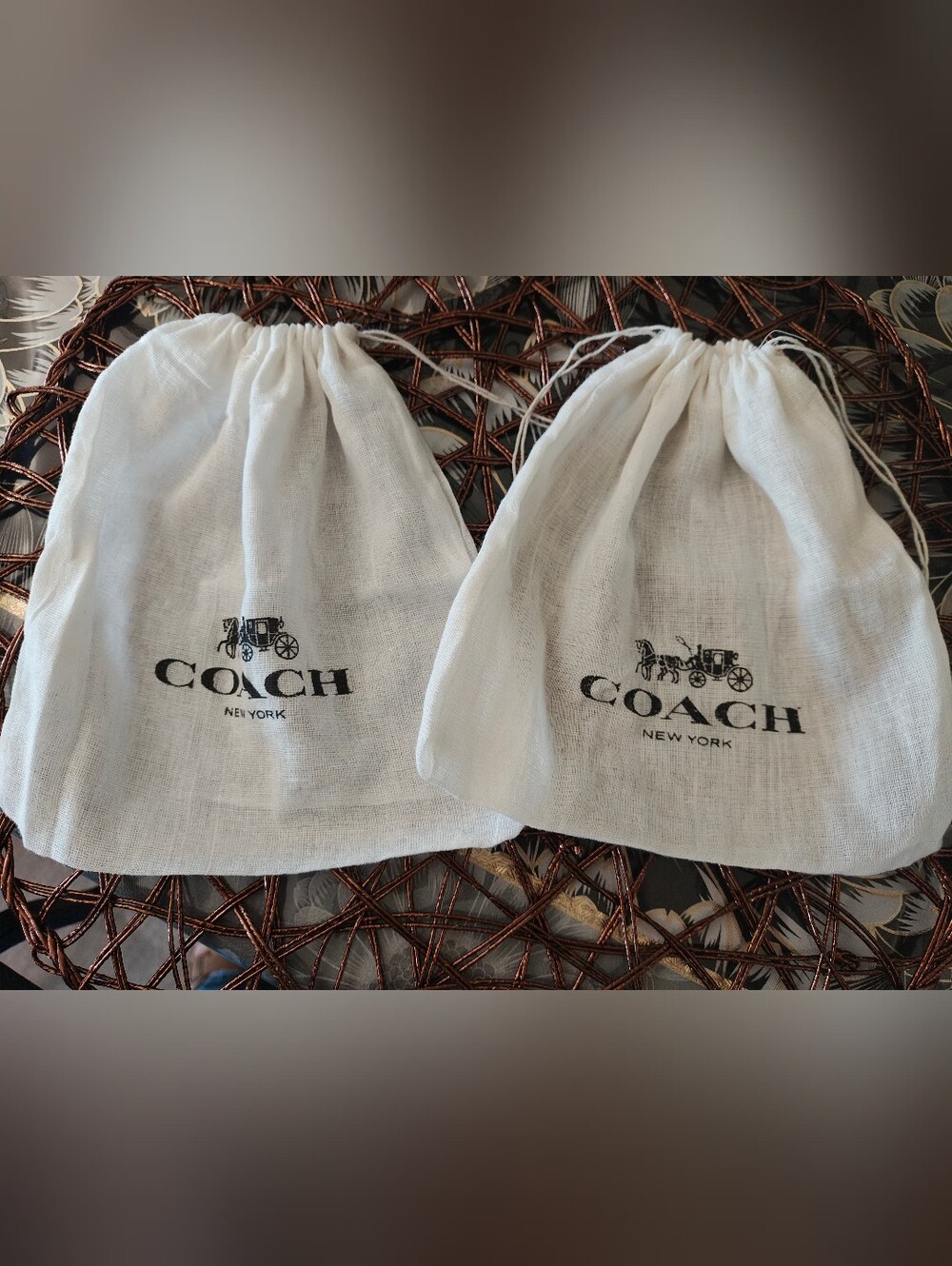 Coach White Drawstring Logo Dust Bags - Pair